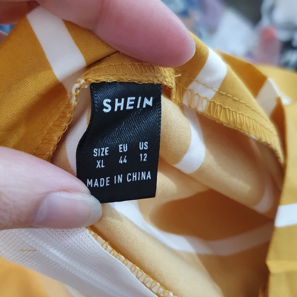 Shein size XL yellow/white stripe circle skater skirt - Picture 3 of 4